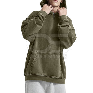 Sudadera con capucha de lavado ácido de mezcla de algodón para hombre, jersey de calle con efecto vintage lavado y diseño de ajuste relajado - Product Image 2