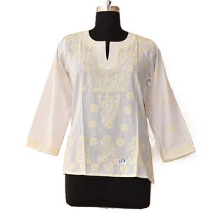 Túnicas Cortas de Algodón Tejido Ecológico para Mujer con Bordado Floral y Cintura Natural - Product Image 2