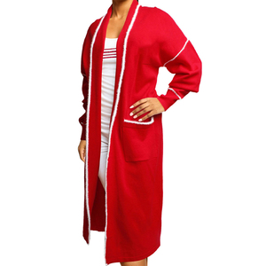 TITLISTS Casual Plus Size Sorority Greek Apparel Knitted University College V Neck Women's Fringe Red Cardigan Sweater - Product Image 1