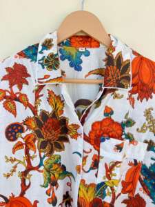 Ropa de dormir con estampado Floral de algodón informal elegante para mujer india, traje de noche para otoño, Primavera, paseos por la mañana, vacaciones, verano hecho a mano - Product Image 4