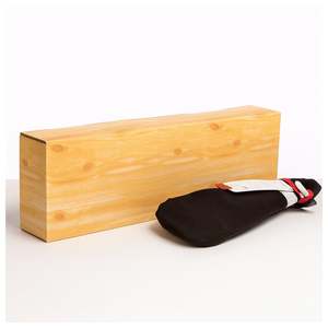 Boîte à jambon en bois avec effet décoratif, 89x13x27 cm, poignée intégrée et double rabat, pour cadeaux de Noël gastronomiques - Product Image 1