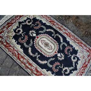 Alfombra turca clásica negra roja Vintage de 3,1X5,1 pies de lana de área grande con patrón de retazos de respaldo de látex para pasillo o habitación - Product Image 5