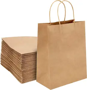 Produit de qualité supérieure Fabricant de logo personnalisé imprimé/plaine écologique brun restauration rapide à emporter sac en papier kraft recyclé