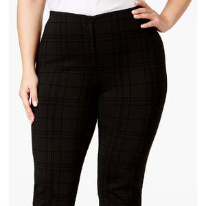 Pantaloni Alfani da donna taglie forti 28W, modello skinny a zampa stampato Hollywood, vita alta, chiusura elastica, vestibilità comoda, in tessuto spandex - Product Image 2