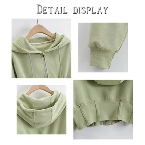 Venta al por mayor Casual Zip-up para las mujeres de alta calidad de la cintura Sudadera con capucha de poliéster y algodón mixto cómodo Sudadera con capucha - Product Image 4