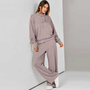 Survêtement oversize et lourd en coton avec logo personnalisé pour femmes, survêtement 2 pièces, ensemble pantalon de survêtement et sweat à capuche - Product Image 2