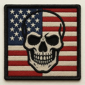 Patch drapeau Skuull USA de haute qualité-fer sur/coudre sur badge brodé tactique, motard, vestes, chapeaux, patch moral patriotique - Product Image 1