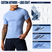 T-shirt de sport pour homme, coupe ajustée, en polyester et élasthanne, séchage rapide, maille respirante, extensible dans quatre directions, compression douce pour la peau, personnalisable OEM