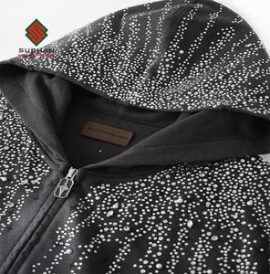 Sweat à capuche d'hiver en coton 100% respirant, imperméable, anti-rides, avec strass étoilés, pull cosmique - Product Image 5