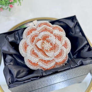 Glamorous Classic Half <b>Moon</b> Pearl Crystal PU Leather Clutch Bag for Women Party Casual Elegant Wedding Evening Handbag India - Product Image 2