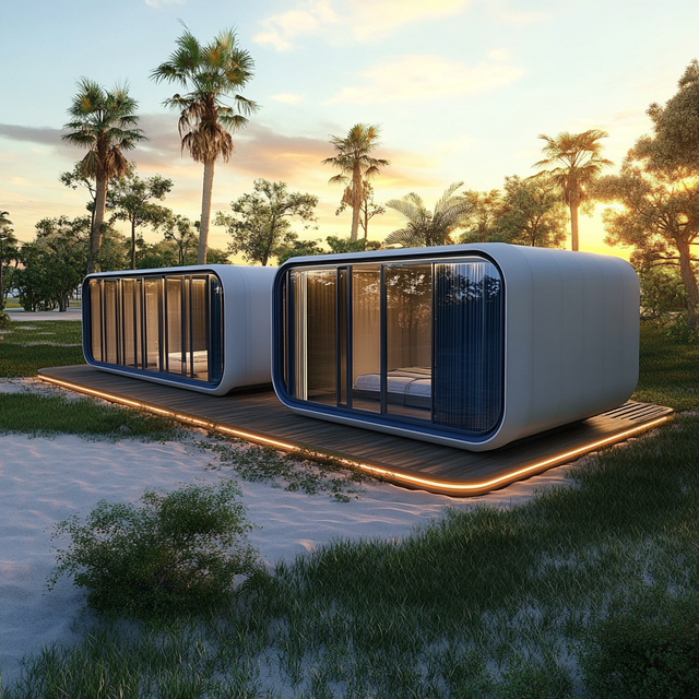 China Modern Modular Prefab Low Cost Tiny Homes Container Office Portable Apple Home Pod Movable Apple Cabin