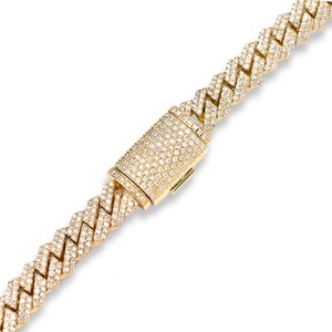 Diamante de moissanita de corte redondo helado de Hip Hop de alta calidad con cadena de eslabones cubanos de plata para ropa de fiesta de boda - Product Image 2