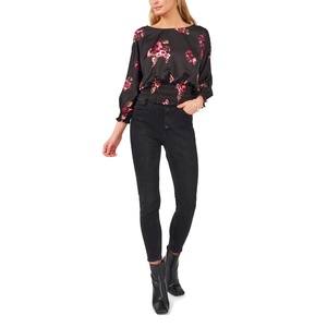 Vince Camuto Top da Donna Casual Elegante al Ginocchio con Vita Arricciata Floreale in Chiffon Elastico Taglia Media per la Chiesa - Product Image 3