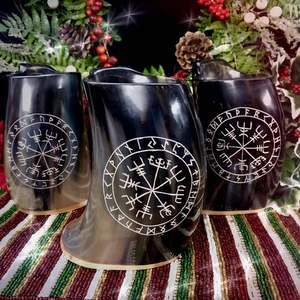 Taza de cuerno para beber Natural hecha a mano antigua Medieval diseño tallado vikingo jarra de percolador altamente acabada - Product Image 6