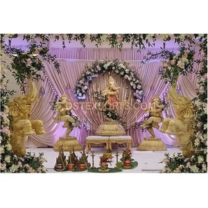 Decoración de escenario de boda tradicional del Sur estatua de FRP Ceremonia de boda india decoración de bienvenida Entrada de tema de boda tradicional - Product Image 1
