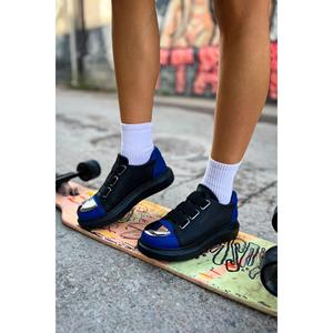 <span class=keywords><strong>Ch251</strong></span> của phụ nữ tập thể dục Giày đi bộ với GST gương lông màu đen/SAX màu xanh - Product Image 3