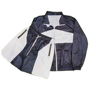 Conjunto Deportivo Informal para Hombre, de Punto Ligero con Parches, de Secado Rápido, 2 Piezas, Chaqueta Cortavientos y Pantalones con Capucha de Corte Regular, para Primavera - Product Image 1