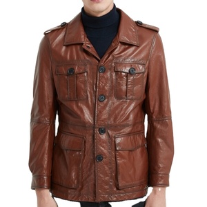 Vente Chaude Blousons en Cuir Style Motard Vintage Américain à Simple Boutonnage en Cuir PU, Vêtements Tendance et Élégants - Product Image 1