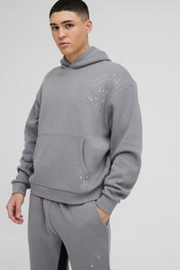 Conjunto Deportivo 2025, 100% Algodón, 400 GSM, Pantalones Acampanados y Sudadera con Capucha, Estilo Desgastado por el Sol, Talla Grande, para Hombre - Product Image 3