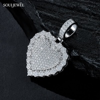 Pendentif de luxe Souljewel en moissanite certifiée GRA, plaqué rhodium, argent 925, taille coussin, sertissage griffe, unisexe, pour usage quotidien