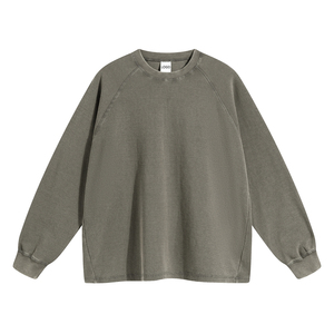 OEM Unisex Boxy Cropped Hoodie Custom Men Heavyweight Cotton Acid Wash Sweatshirts Vintage Distressed <b>Waffle</b> Long Sleeve T <b>Shirt</b> - Product Image 5