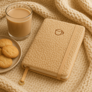 LABON tazza di caffè ricamo Boucle diario marrone peluche pile taccuino con fascia elastica e tazza d'oro segnalibro - Product Image 6