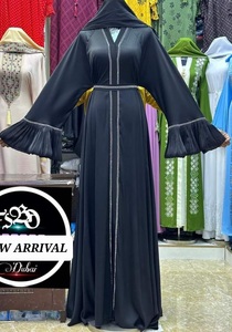 Abaya pour femme 2026 Dubaï, magnifique, noire, traditionnelle islamique, faite à la main, dessinée à la main, en polyester respirant, à manches longues, Arabie Saoudite - Product Image 2