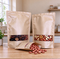 Sacs en papier kraft avec fenêtre, sacs en papier kraft épais, sacs auto-scellants pour l'emballage des noix, du thé, des aliments et des fruits secs