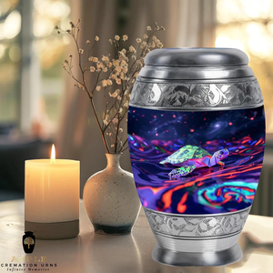 Elegant Meena-Coated Aluminum Cremation <b>Urn</b> <b>Large</b> (220 cu in) & Keepsake (3 cu in) Sizes Premium customize Cremation <b>Urns</b> - Product Image 6