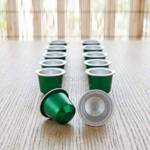 Capsules de café vides <span class=keywords><strong>en</strong></span> <span class=keywords><strong>verre</strong></span> et aluminium, type OEM, operculées, rouges, <span class=keywords><strong>en</strong></span> aluminium, pour machine à café italienne, avec opercule plat rechargeable - Product Image 1