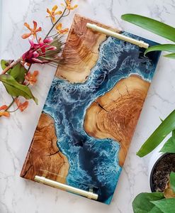 BANDEJA DE RESINA EPOXI DE MADERA CUADRADA HOPE Fabuloso diseño decorativo para servir comida en restaurantes de cocina Uso doméstico - Product Image 5