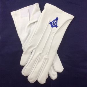 Guantes de algodón de trabajo con logotipo personalizado transpirable bordado masónico azul fino cuadrado y brújula estilo de logotipo de la máquina en tarifa barata suave - Product Image 3