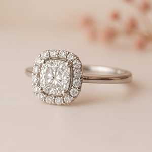 Anillo de compromiso de moissanita de 1ct de moda Diseño simple elegante en oro blanco de 14K con anillo de moissanita de 1ct elegante chapado en rodio - Product Image 2