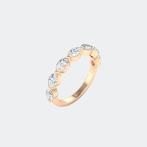 Bague demi-éternité sertie de diamants de laboratoire de 1,00 CTW, taille marquise, couleur D E F, pureté VVS VS, or blanc, or rose, bijoux pour femmes, Inde - Product Image 3