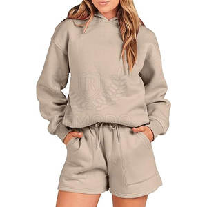 Nouveau design de streetwear personnalisé ensemble surdimensionné de sweats à capuche pour femmes ensemble de sweats à capuche respirants de couleur unie pour femmes - Product Image 1