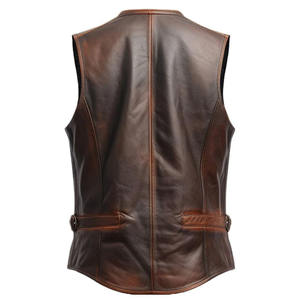 Nuevo Chaleco de cuero al por mayor de alta calidad sin mangas diseño personalizado Streetwear Chaleco de cuero transpirable para hombres - Product Image 2