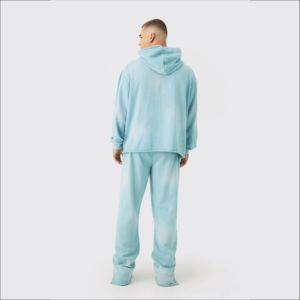 Sun Fade Winter Tracksuits Unisex Custom Logo Heavyweight French Terry Fleece Vintage Wash Screen Printed Plus Size Full Hooded - Product Image 5