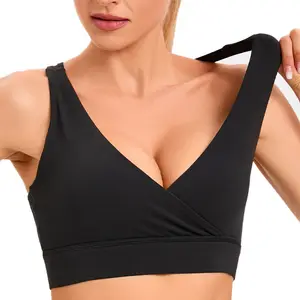 Prêt à expédier femmes séchage rapide croix dos Yoga soutien-gorge blanc entraînement haut Gym Fitness entraînement Yoga sport soutien-gorge