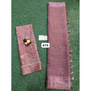 ชุดส่าหรีผ้าไหมมีลูกปัดและปักด้ายสำหรับเจ้าสาวและงานปาร์ตี้ดีไซน์สุดหรูของชาวอินเดีย - Product Image 3