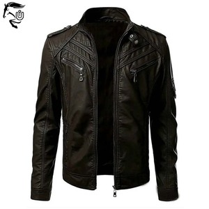Veste en cuir de bonne qualité à couleurs personnalisées pour hommes, vêtements d'automne et d'hiver - Product Image 1