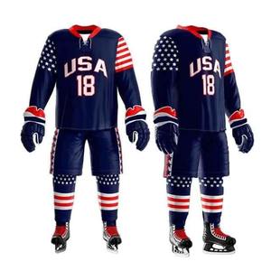 Tenue d'équipe sportive, maillot et pantalon de hockey sur glace 100% polyester pour l'entraînement, vente en gros, uniformes de hockey sur glace de qualité supérieure, OEM - Product Image 5