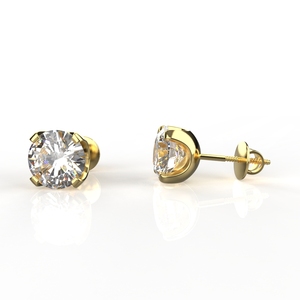 Avarta Jewellery Oro de 18 quilates 2 quilates cada uno Moissanite Solitaire Stud Pendientes para niñas y mujeres - Product Image 1