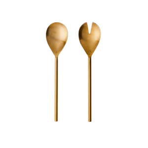 Ensemble de couverts pour salade en acier inoxydable, design chaîne en laiton antique doré, poignée faite à la main, outils pour salade - Product Image 6