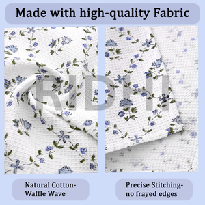 Chiffon de cuisine en coton gaufré bleu bébé Ridhi, fait main, imprimé à la main avec un motif floral, séchage rapide, absorbant, doux, écologique, réutilisable - Product Image 2