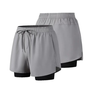 Men's Double <b>Layer</b> Breathable Fitness Shorts <b>Mid</b> Waist Cargo Pattern Casual Summer Workout Shorts for Outdoor Running Workouts - Product Image 1