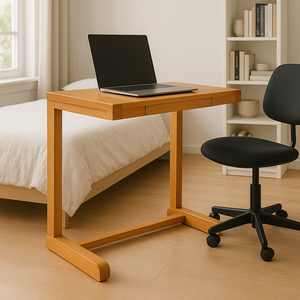 Escritorio sencillo y moderno para ordenador en forma de C, mesa de estudio para oficina en casa, escritorio curvo de madera maciza con cajón - Product Image 1