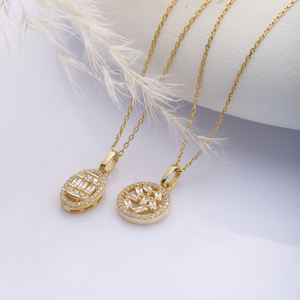 Forma ovalada CZ piedra plata encanto collar venta al por Mayor turco 925 joyería de plata esterlina - Product Image 6