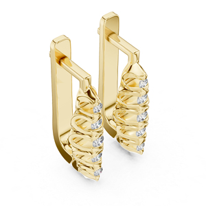 14K White Gold Everyday Wear Drop <b>Earrings</b> with Round Lab-Grown Diamonds Minimalist Luxury Certified Office Elegant <b>Fine</b> - Product Image 2