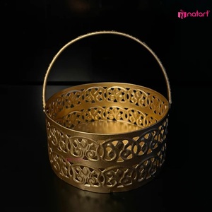 Round Indian Multifunction Gift Hamper <b>Basket</b> Round Indian <b>Metal</b> Sheet <b>Metal</b> <b>Basket</b> Return and Wedding Gift at Wholesale Price - Product Image 5