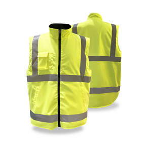 Vestes de travail réfléchissantes en gros pour l'hiver avec logo, vestes de chantier imperméables, vestes sans manches haute visibilité pour hommes - Product Image 1